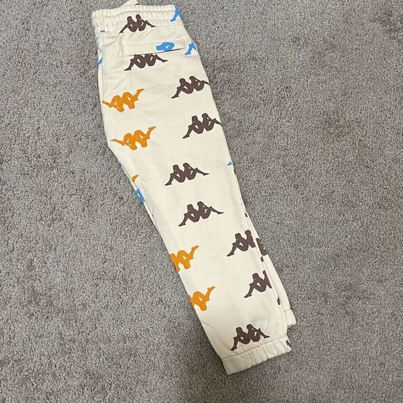 Kappa Size 6 Youth Sneek Man Multicolor Logo Joggers Sweatpants Beige Streetwear - Picture 4 of 12